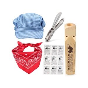 TRAIN CONDUCTOR Halloween Costume Wooden Train Whistle Paisley Bandanna -Toddler